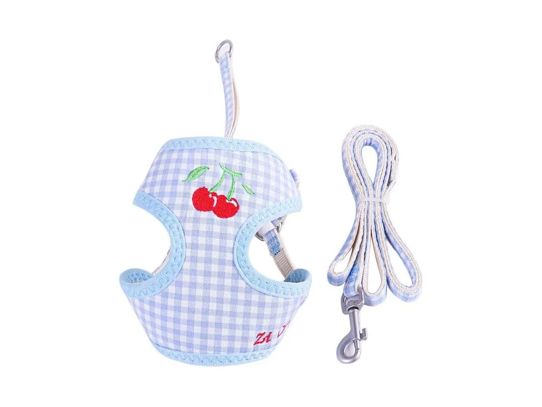 Plaid Embroidery Fruit Series Mesh Chest Pull   Snack Bag