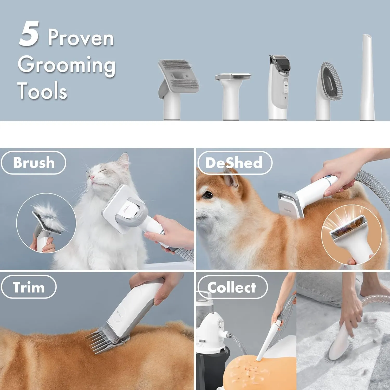 Powerful Pet Grooming Vacuum Set, 2L Capacity - Neakasa