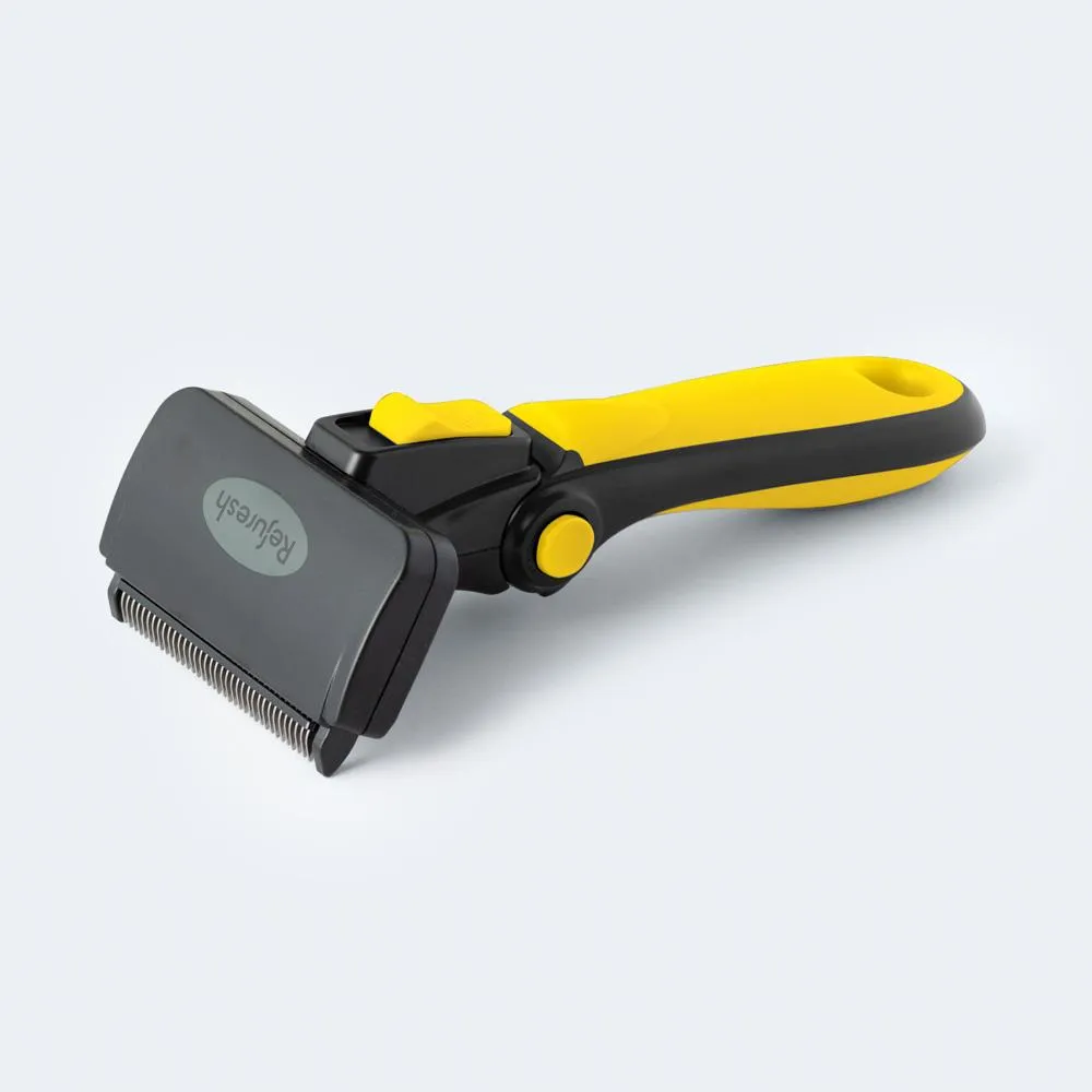 Refuresh Short and Medium Hair Dog Deshedding Tool Yellow Medium