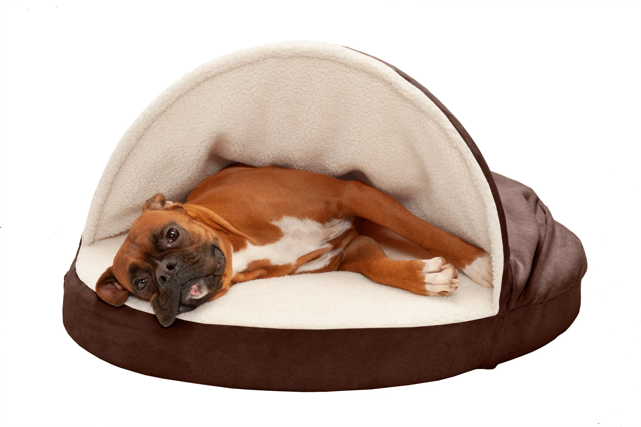 Snuggery Burrow Dog Bed - Faux Sheepskin