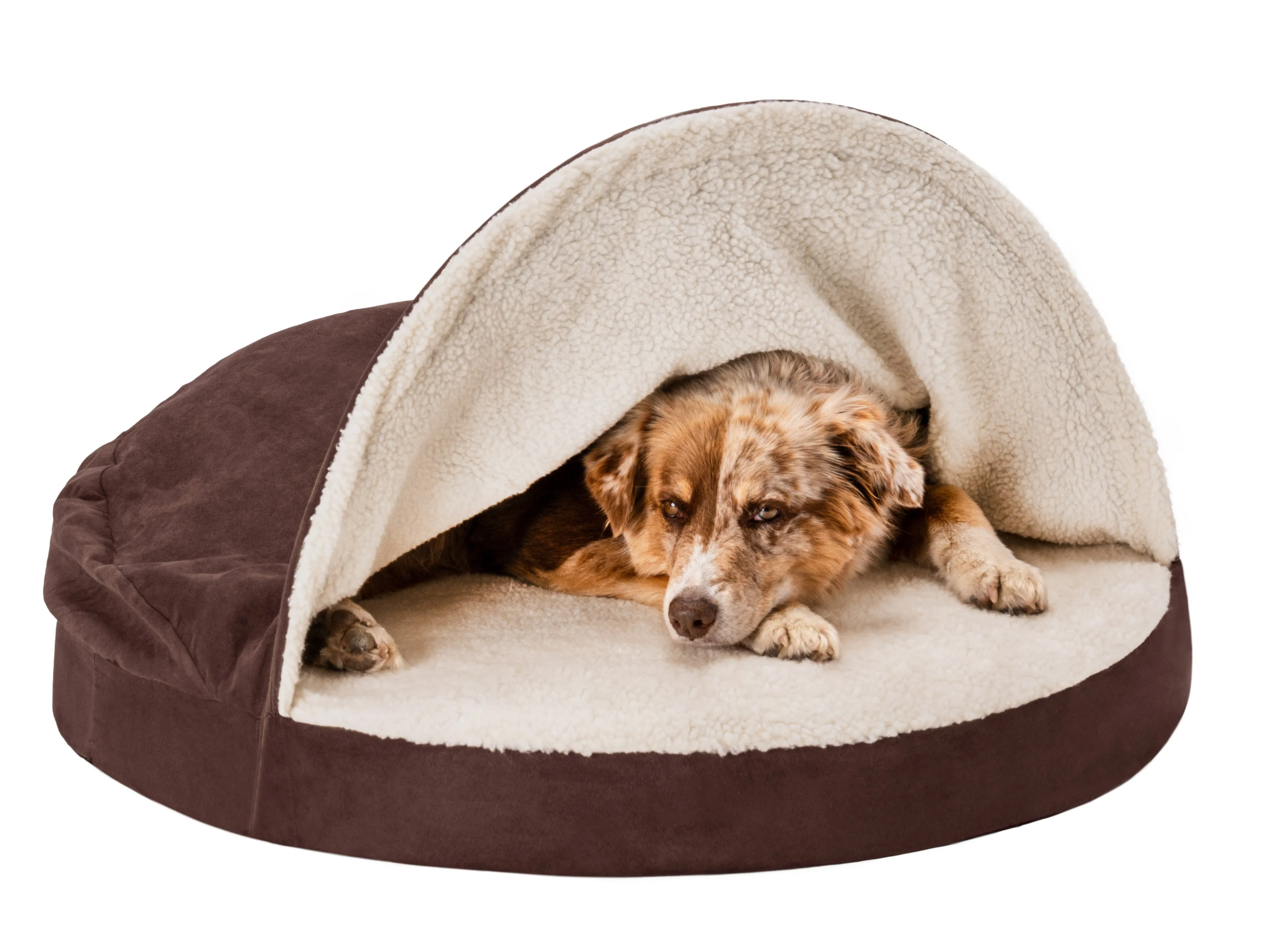 Snuggery Burrow Dog Bed - Faux Sheepskin