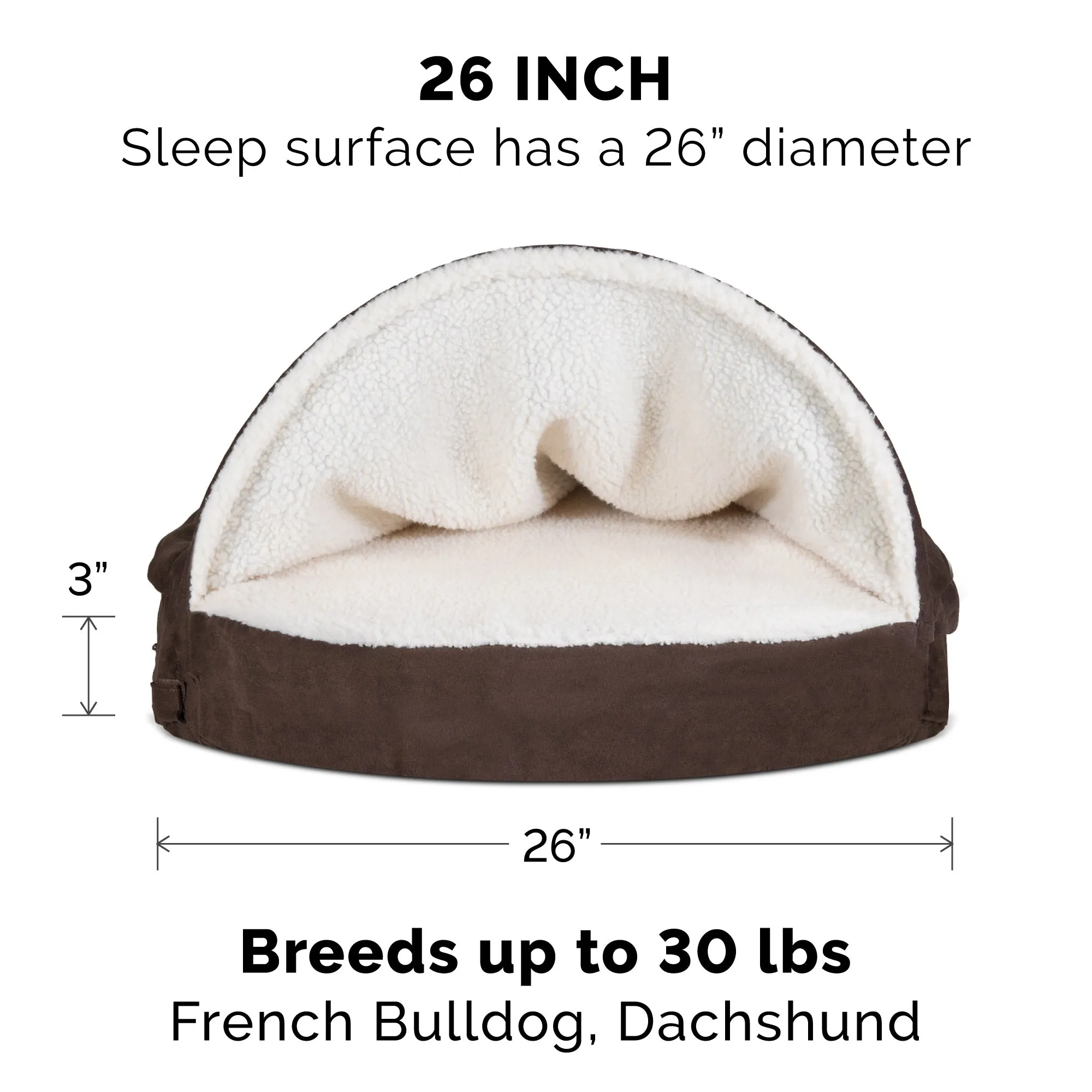 Snuggery Burrow Dog Bed - Faux Sheepskin