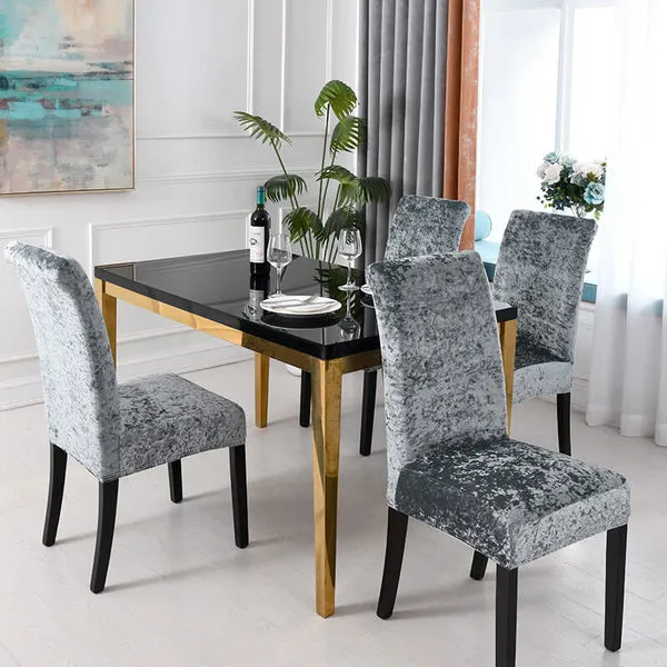 Trendily Premium Wrinkle-Free Stretchable | Washable Plain Velvet Chair Covers |Dark Grey  (CC-170)