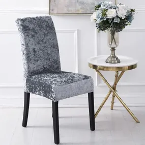 Trendily Premium Wrinkle-Free Stretchable | Washable Plain Velvet Chair Covers |Dark Grey  (CC-170)