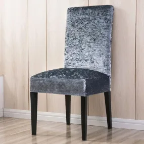 Trendily Premium Wrinkle-Free Stretchable | Washable Plain Velvet Chair Covers ,Grey (CC-093)