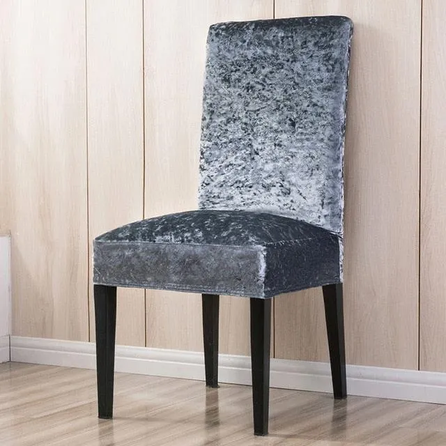 Trendily Premium Wrinkle-Free Stretchable | Washable Plain Velvet Chair Covers ,Grey (CC-093)