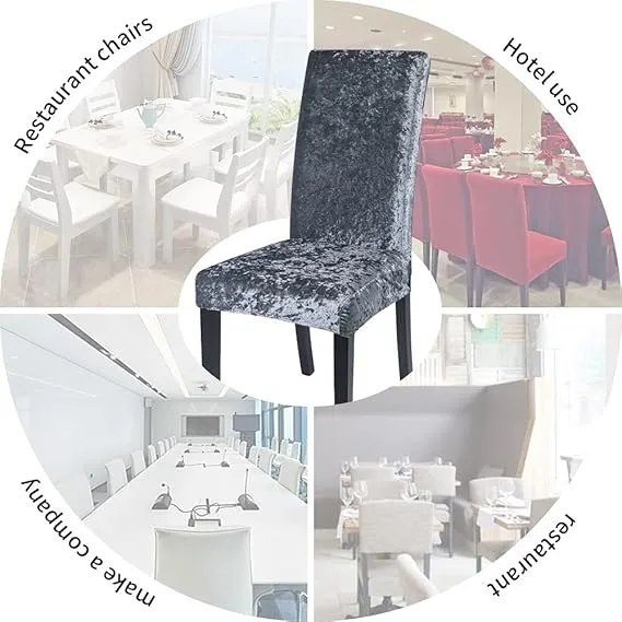 Trendily Premium Wrinkle-Free Stretchable | Washable Plain Velvet Chair Covers ,Grey (CC-093)