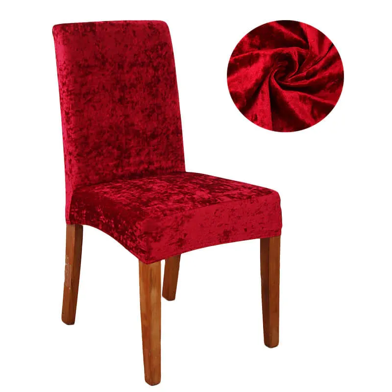 Trendily Premium Wrinkle-Free Stretchable | Washable Plain Velvet Chair Covers Red (CC-141)