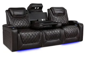 Valencia Oslo XL Console Leather Home Theater Seating Row of 3 Dropdown Center, Dark Chocolate