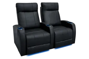 Valencia Syracuse Leather Home Theater Seating Row of 2, Black