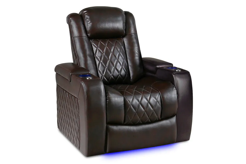 Valencia Tuscany Leather Home Theater Seating Single, Dark Chocolate