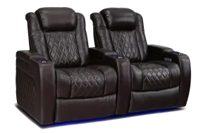 Valencia Tuscany XL Leather Home Theater Seating Row of 2, Dark Chocolate