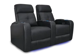 Valencia Verona Leather Home Theater Seating Power Headrest Row of 2, Black