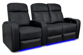 Valencia Verona Leather Home Theater Seating Power Headrest Row of 3 Loveseat Right, Black