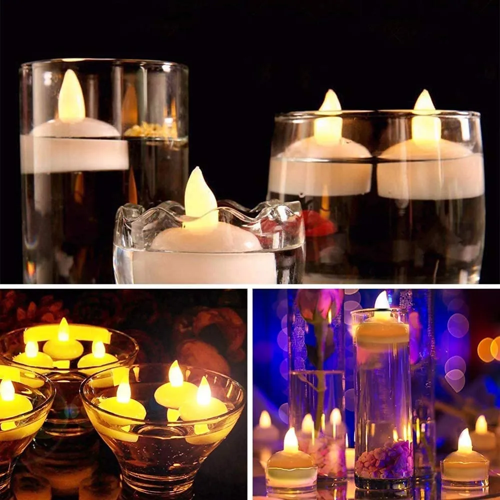 XYST Floating Tealight Water Sensor Battery Operated LED Candle Tealight Diya for Home Decor & Diwali Lights Decorative Lights for Home Wall Lighting Decoration (Warm Yellow) (Water Candle 24Pcs)